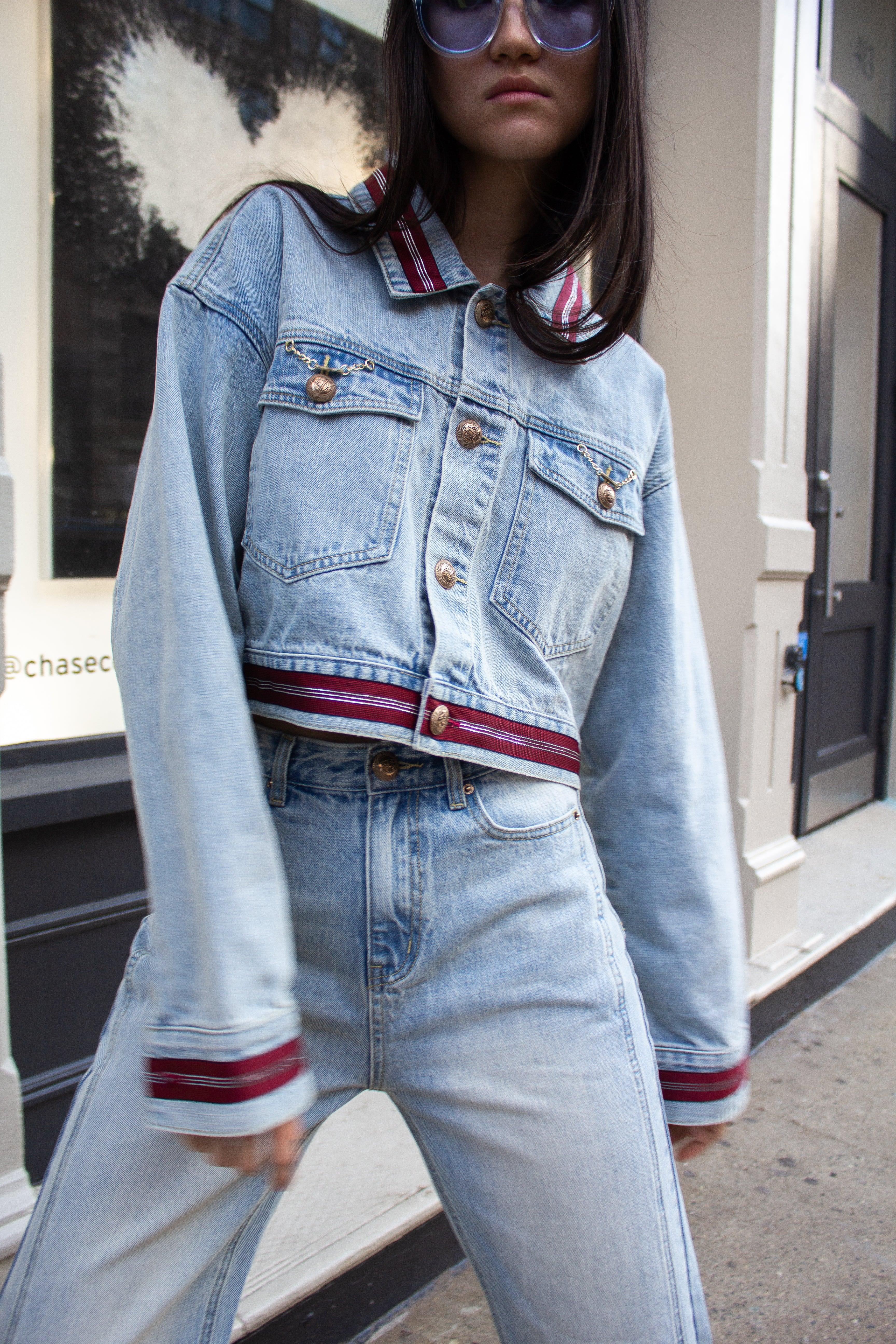 Danielle Denim Jacket with Red Lining – Denim Jacket, Red Lining